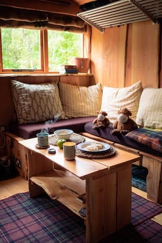 Cosy seating area in Keppoch Bothy