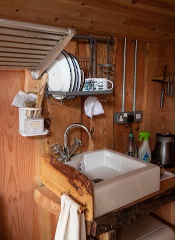 Each Bothy has a draining rack and eco-friendly washing up liquid/washing up soap, whichever you prefer, plus brushes and cloths for washing up - no plastic here! we also provide some eco-friendly cleaner