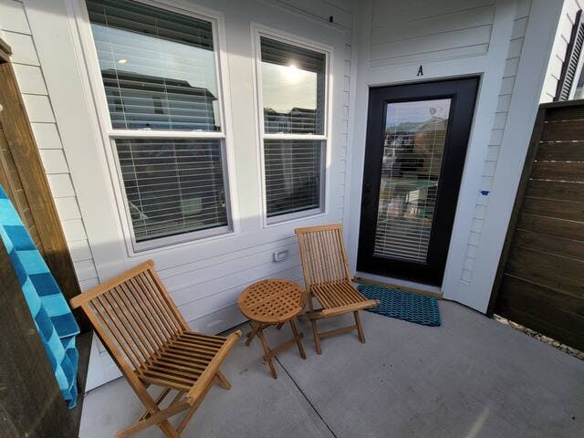 Front patio with a view of the Currituck Lighthouse.  Great for relaxing with your morning cup of coffee.   