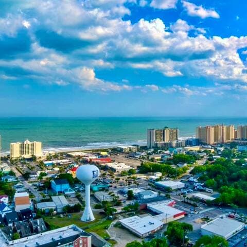 Drone view of Main Street North Myrtle Beach