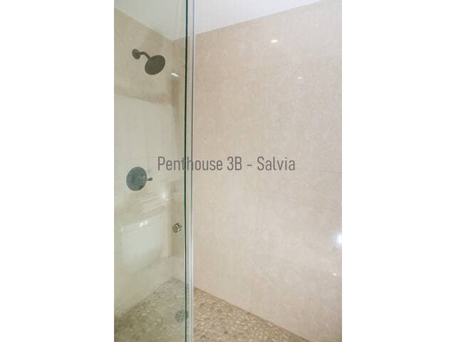 Nice new shower in downstairs bathroom