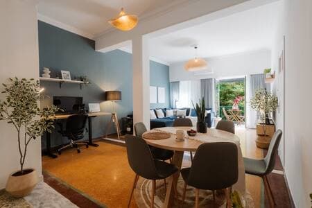 A round dining table placed at the heart of the home – perfect for bringing everyone together at mealtime.