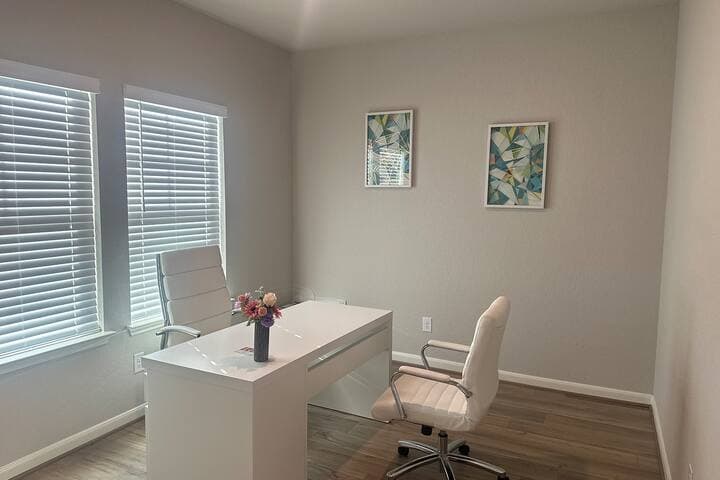 Dedicated Office Studio with ergonometric chairs and printer.