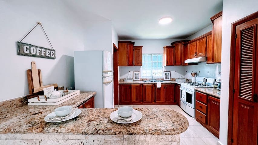 A fully equipped kitchen for making meals that will help keep you happy and energized.