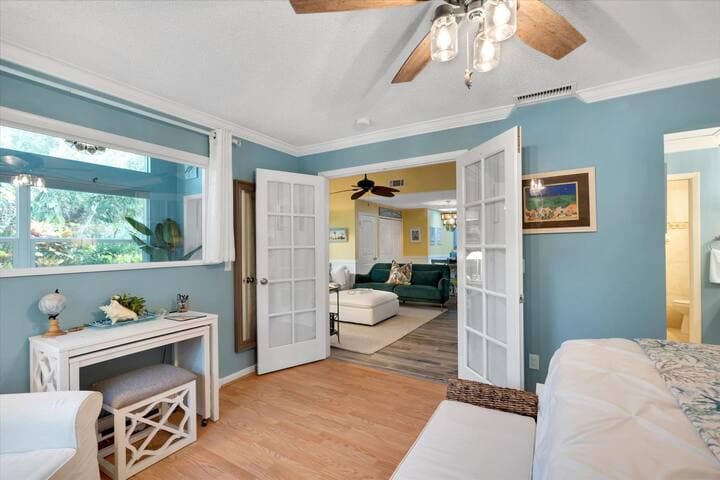 View from primary bedroom facing main living area.