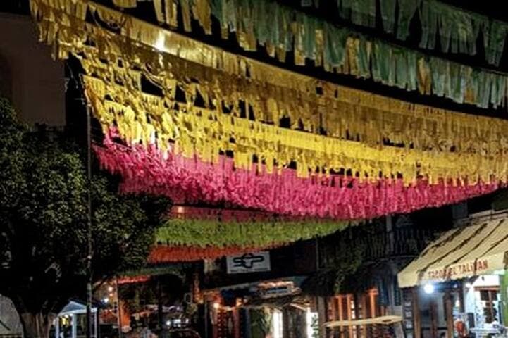 Flags of Sayulita on the main street.