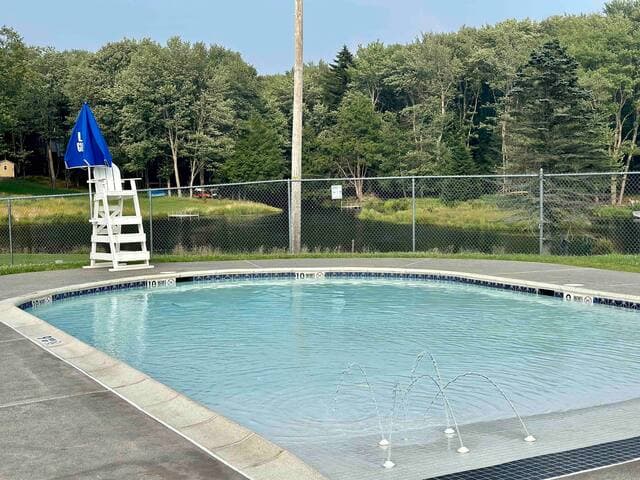 The baby pool at the Island Pool is also heated and surrounded by lake views
