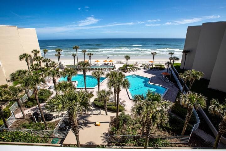 Nice to be able to see your family in the pool from the balcony.