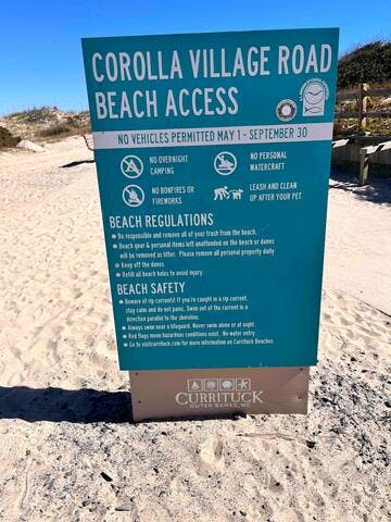 1 minute walt to beach with fully ADA accessible beach access for beach wheelchairs.
https://www.visitcurrituck.com/handicap-accessibility/