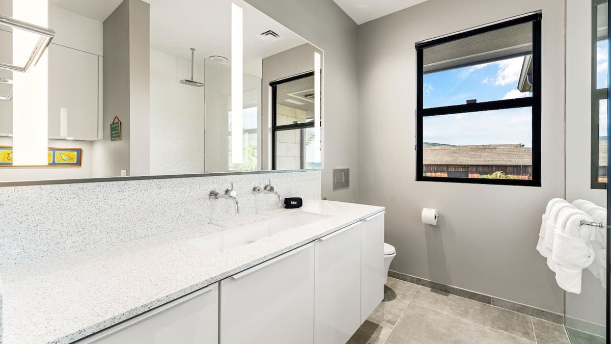 Bedroom 3 en-suite bathroom with sink, toilet, and shower