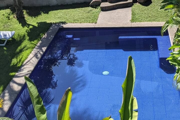 Pool view from the living room patio.