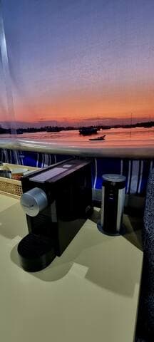 all the mod cons from home are here . Coffee Pod Machine, Toaster and electric kettle