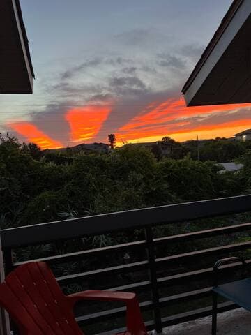 View from balcony at sunrise.