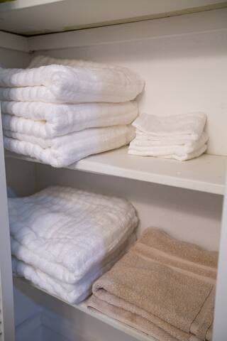 Lots of bath towels. Beach towels are in the bonus room