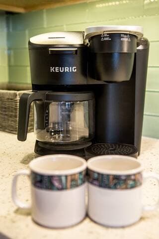 Keurig coffee maker. We also have a drip coffee maker in the cabinet.