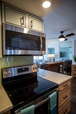 microwave, stove and self cleaning oven