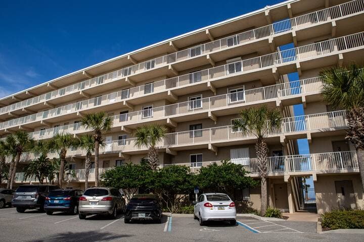 Building A and lots of parking.