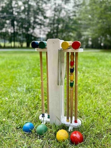 Everyday is a lovely day for croquet! The lake view front lawn is the perfect spot to set up a court