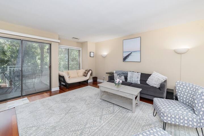 Open plan living with plenty of space. 
"Very spacious place with a short walk to the beach and pool. Everything we needed was within just a few miles! Great place to stay and relax." ~ Trent