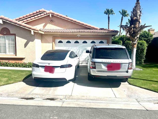 2 cars can be parked on driveway.  Ring camera over garage door for security purpose
