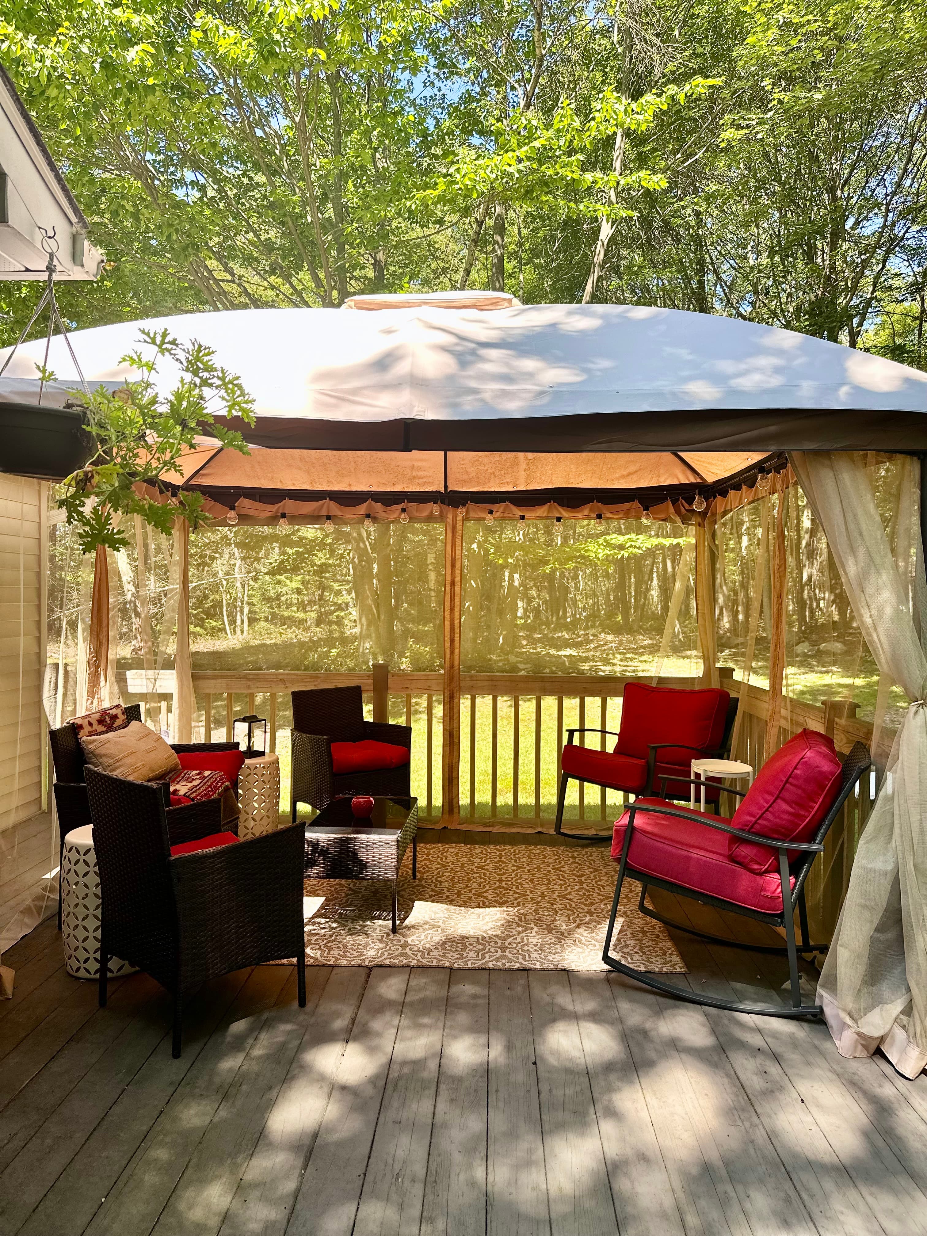 Deck with gazebo and lounge area