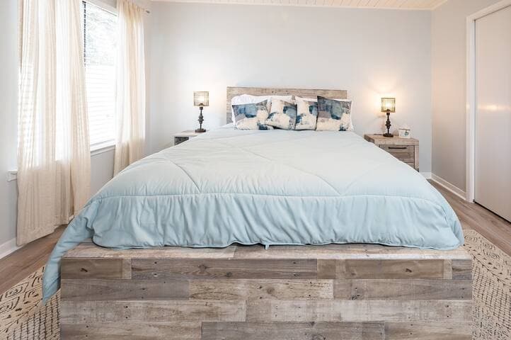 A cozy, private space on the first floor to relax and watch TV with a large closet, full bath and plenty of natural light.