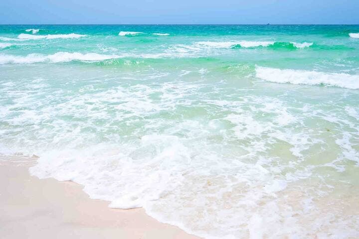 5 minute walk to Beach Access 12, a family-friendly, quiet part of the beach with buoys and (if you get up early enough) a view of the dolphins playing!