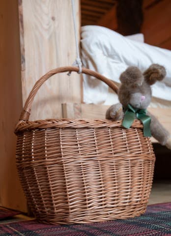 Keppoch Bothy has an 'Ally Up', so you can send up bedtime reading, or a cuddly friend etc to the top bed in this wicker basket