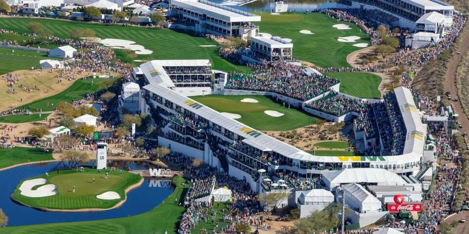 Just 5 minutes from the TPC golf course that houses the Waste Management Phoenix Open golf tournament, a world famous golf tournament known for its 16th hole being the loudest hole in golf! (Photo credit to www.arizonagolfer.com)