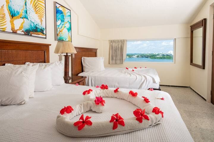 Upstairs bedroom has a wonderful view of the lagoon.