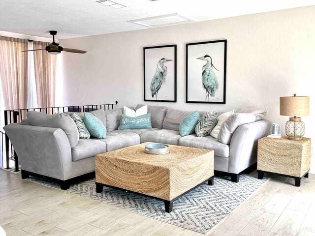 Living room is located on the second floor of townhome.