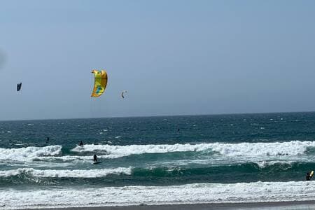 On a nice day, you can often see kite surfers doing their thing at Road's End State Park..